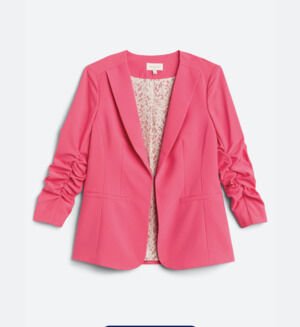 Skies are Blue Raja Collarless Blazer Jacket Coral Pink Size XS